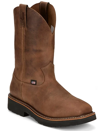 Justin Men's Ames 11" Pull-On Work Boots - Soft Toe