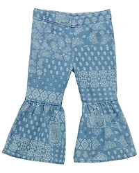 Wrangler Toddler Girls' Light Wash Bandana Print Flare Denim Jeans