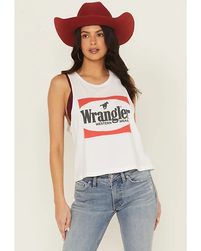 Wrangler Women's Logo Sleeveless Graphic Muscle Tank