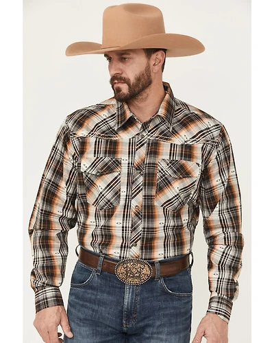 Cowboy Hardware Men's Plaid Print Long Sleeve Snap Stretch Western Shirt