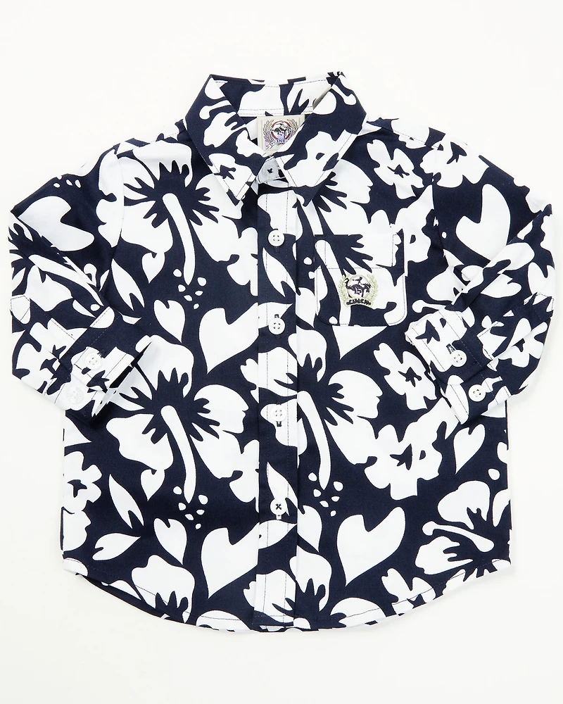 Cinch Infant Boys' Floral Print Long Sleeve Button-Down Western Shirt