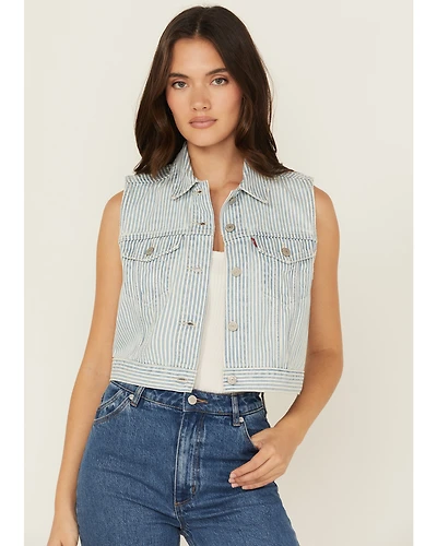 Levi's Women's Light Wash Striped Vest