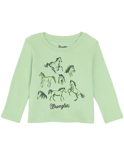 Wrangler Toddler Girls' Horse Long Sleeve Graphic Tee