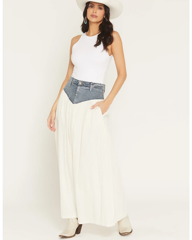 Show Me Your Mumu Women's Joni Denim Waistband Maxi Skirt