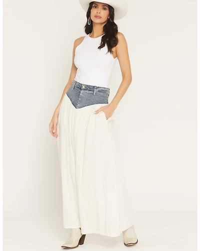 Show Me Your Mumu Women's Joni Denim Waistband Maxi Skirt