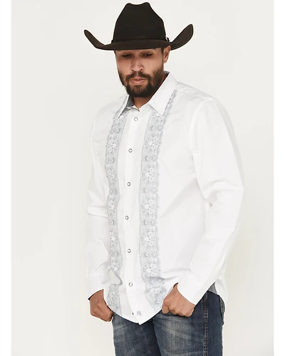 Moonshine Spirit Men's Heart Embroidered Long Sleeve Snap Western Shirt
