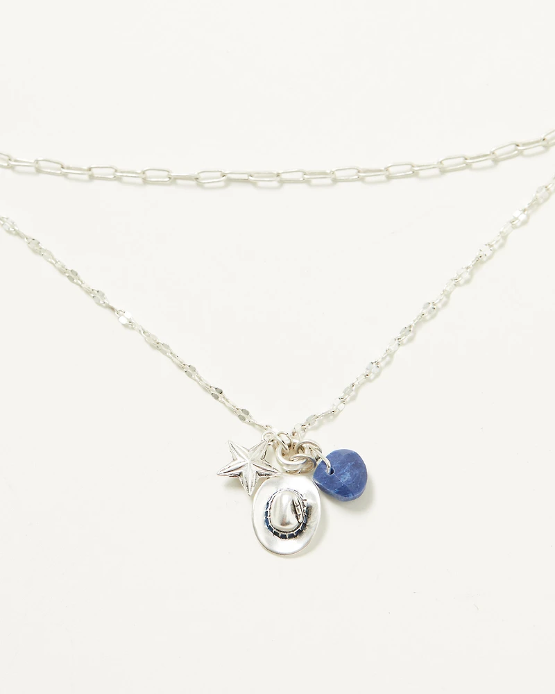 Lainey Wilson Women's Country Cool Hat Charm Layered Necklace