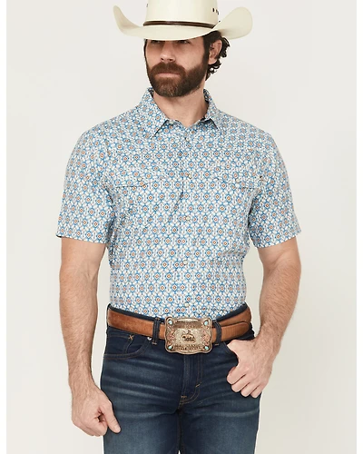 RANK 45® Men's Lozy Medallion Print Short Sleeve Snap Performance Western Shirt