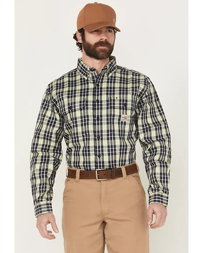 Carhartt Men's FR Force Rugged Flex® Plaid Print Long Sleeve Button-Down Work Shirt