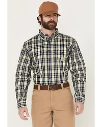 Carhartt Men's FR Force Rugged Flex® Plaid Print Long Sleeve Button-Down Work Shirt