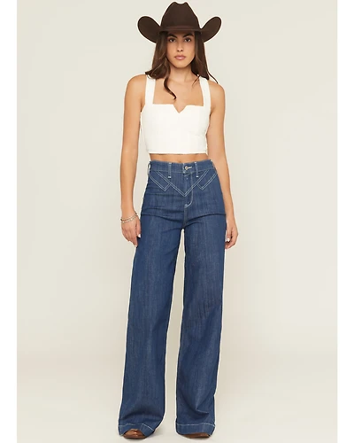 Ariat Women's Dark Wash Ultra High Rise Westie Yoke Wide Leg Stretch Denim Jeans