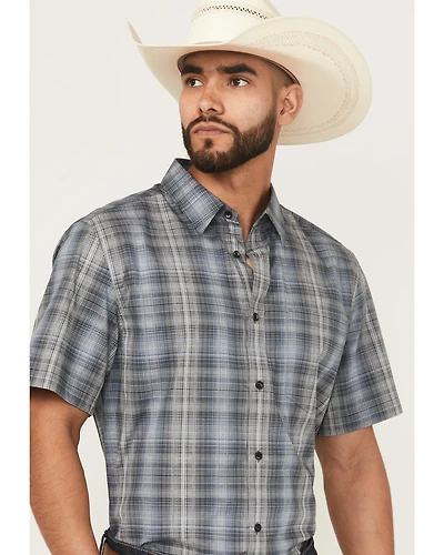 Cody James Men's Nevada Plaid Print Short Sleeve Button-Down Stretch Western Shirt