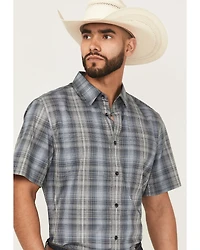 Cody James Men's Nevada Plaid Print Short Sleeve Button-Down Stretch Western Shirt
