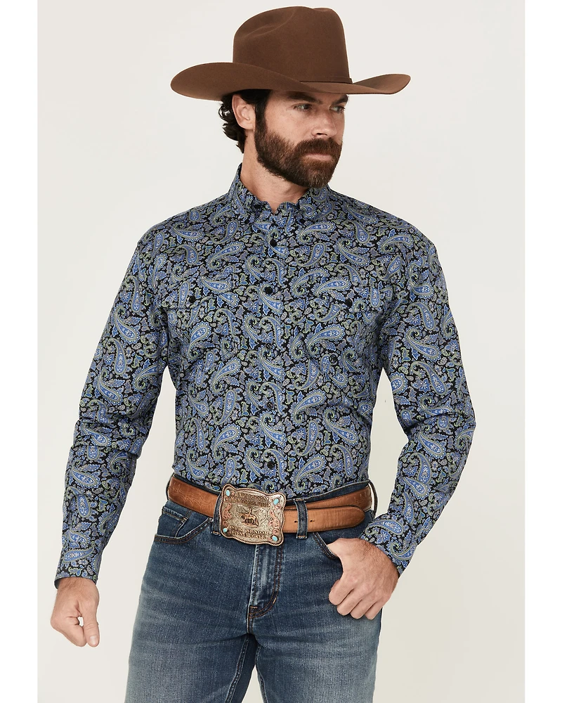 Roper Men's Amarillo Paisley Print Long Sleeve Button-Down Western Shirt