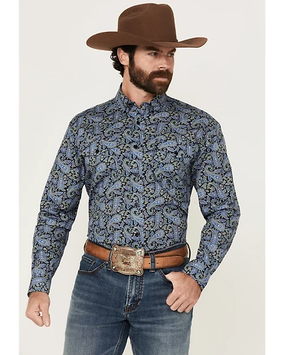 Roper Men's Amarillo Paisley Print Long Sleeve Button-Down Western Shirt
