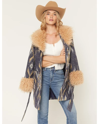Idyllwind Women's Maxey Fur Trim Long Jacket