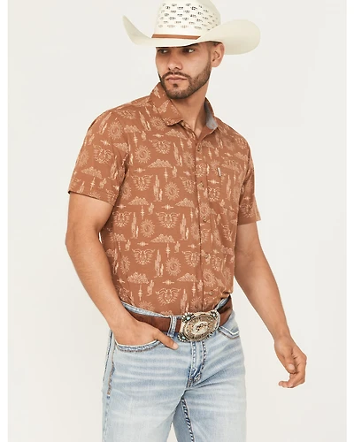 Ariat Men's Retro Desert Print Short Sleeve Button-Down Stretch Western Shirt