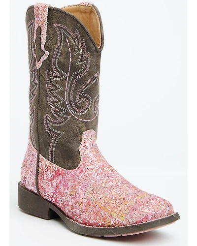 Roper Little Girls' Glitter Southwest Western Boots - Square Toe
