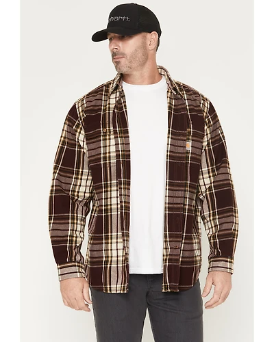 Carhartt Men's Heavyweight Plaid Print Long Sleeve Button-Down Flannel Shirt