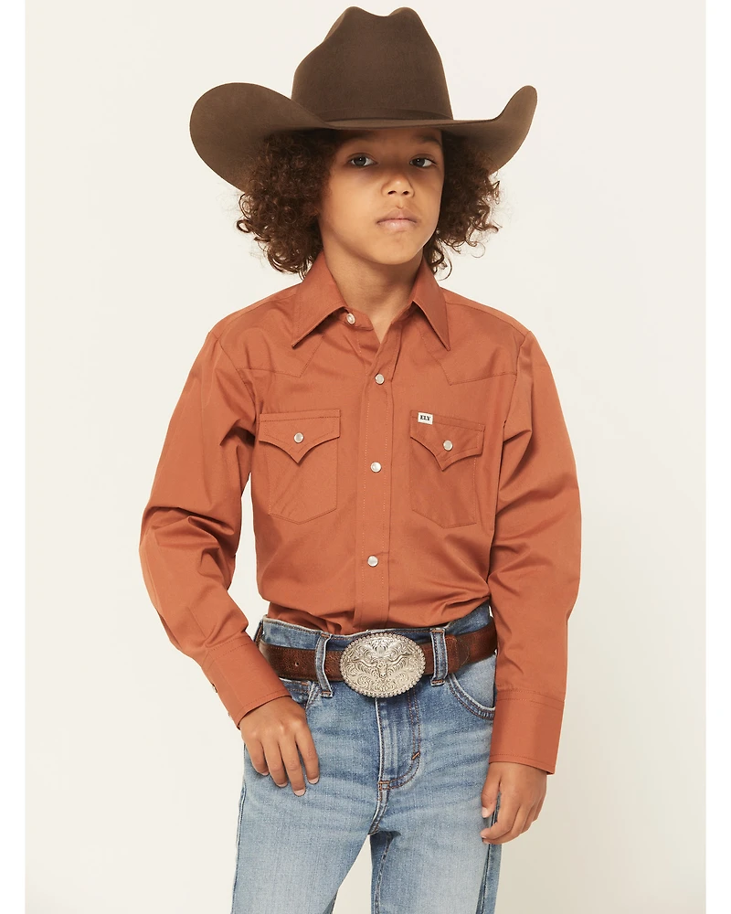 Ely Walker Boys' Solid Long Sleeve Snap Western Shirt