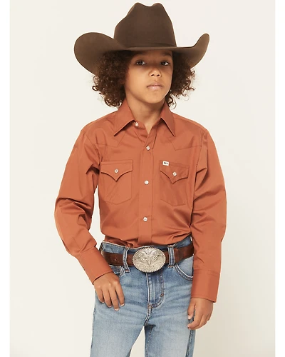 Ely Walker Boys' Solid Long Sleeve Snap Western Shirt