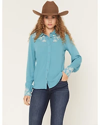 Shyanne Women's Bluespruce Embroidered Long Sleeve Snap Western Shirt
