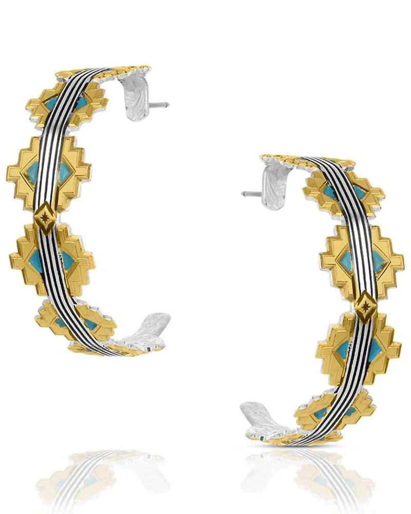 Montana Silversmiths Women's Southwestern Hoop Earrings