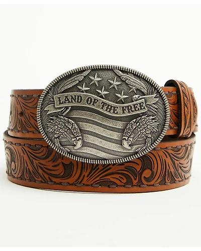 Cody James Men's Land of the Free Tooled Buckle Belt
