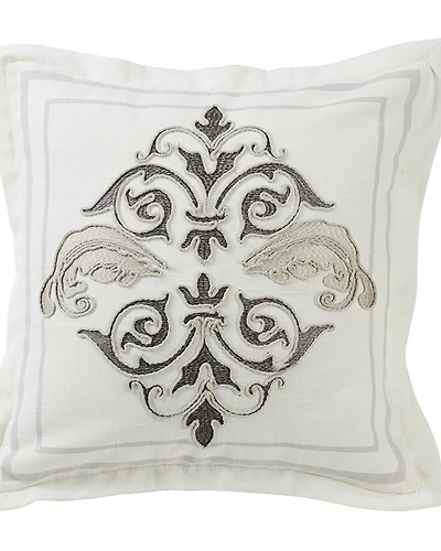 HiEnd Accents Charlotte Square Flanged and Outlined Embroidered Pillow