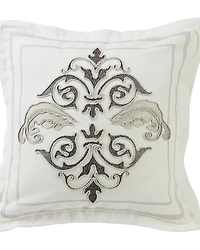 HiEnd Accents Charlotte Square Flanged and Outlined Embroidered Pillow