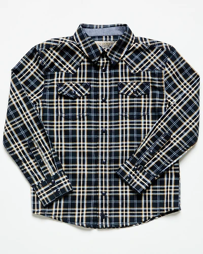 Cody James Toddler Boys' Warriors Way Plaid Print Long Sleeve Snap Western Shirt