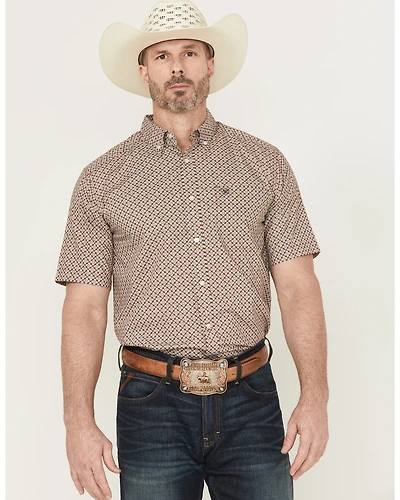 Ariat Men's Carmelo Floral Geo Print Short Sleeve Button-Down Western Shirt