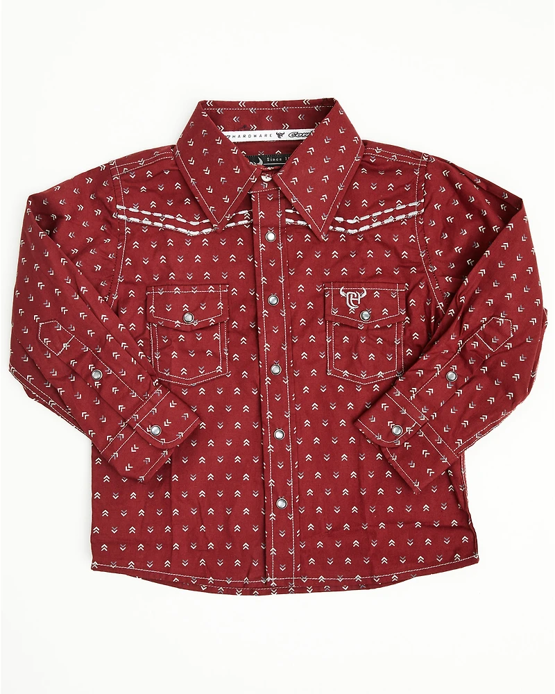 Cowboy Hardware Toddler Boys' Geo Print Long Sleeve Pearl Snap Western Shirt