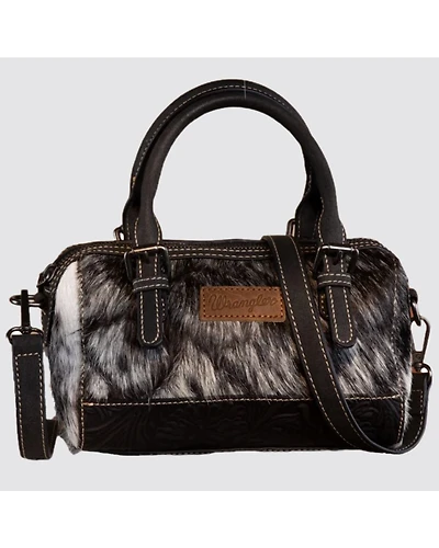 Wrangler Women's Genuine Cowhide Tooled Barrel Crossbody Bag