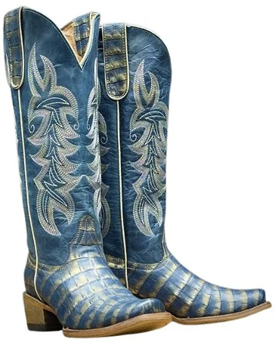 Tanner Mark Women's Caiman Belly Printed Tall Western Boots - Square Toe
