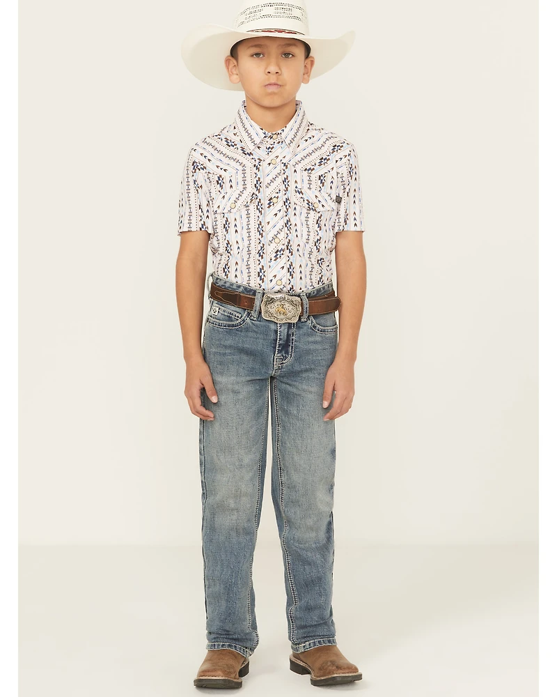 Hooey X Rock & Roll Denim Boys' Medium Wash Step Bootcut Stretch Jeans