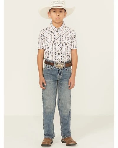 Hooey X Rock & Roll Denim Boys' Medium Wash Step Bootcut Stretch Jeans