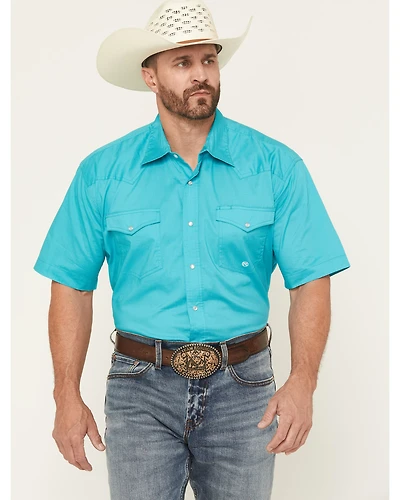 Roper Men's Amarillo Solid Short Sleeve Pearl Snap Stretch Western Shirt