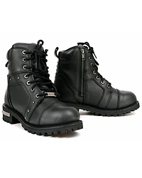 Milwaukee Leather Women's Lace-To-Toe Studded Motorcycle Boots - Round Toe
