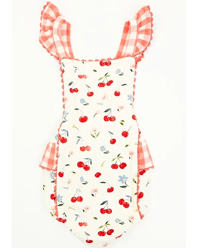 Angel Dear Infant Girls' Cherry Ruffle Sleeve Snap Onesie