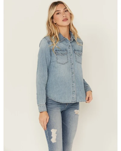 Idyllwind Women's Medium Wash Long Sleeve Snap Denim Shirt