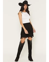 Fornia Women's Faux Suede Fringe Mini Skirt