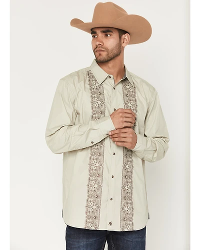 Moonshine Spirit Men's Heart Embroidered Long Sleeve Snap Western Shirt