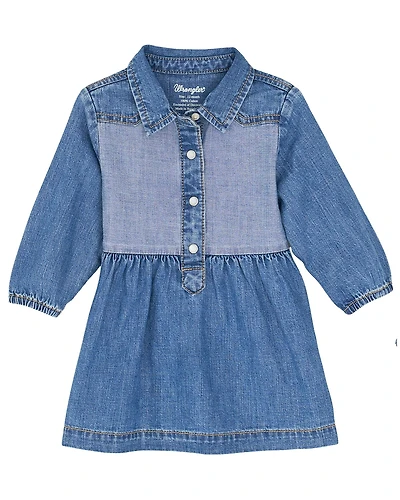 Wrangler Toddler Girls' Two Tone Long Sleeve Dress