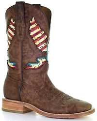 Corral Men's Eagle Inlay Embroidery Western Boots - Broad Square Toe