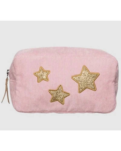 Totalee Gifts Women's Gold Star Corduroy Cosmetic Bag