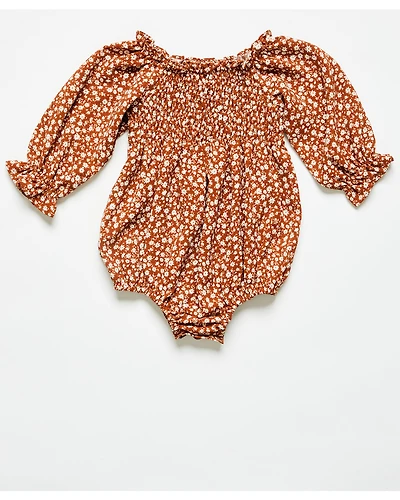 Yura Infant Girls' Floral Print Long Sleeve Onesie