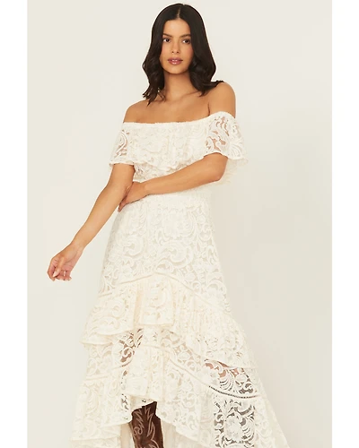 Shyanne Women's Lace Off The Shoulder High-Low Dress