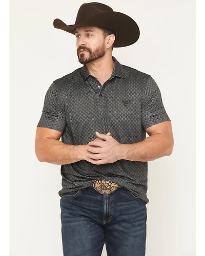 Cowboy Hardware Men's Geo Print Short Sleeve Snap Polo