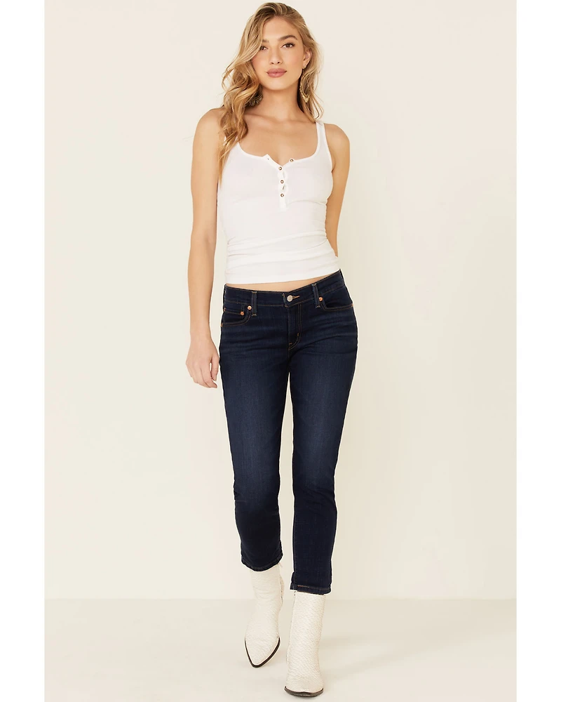 Levi's Women's Dark Wash Cobalt Obedience Boyfriend Crop Jeans